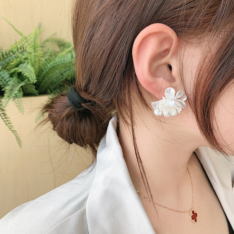 Pearl Petal Design Earrings with S925 Silver Needle
