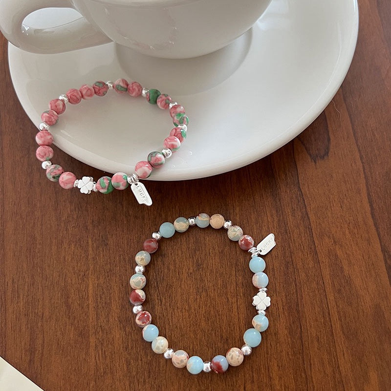 925 Sterling Silver Shoushan Stone Bracelet Handmade Beaded Bracelet