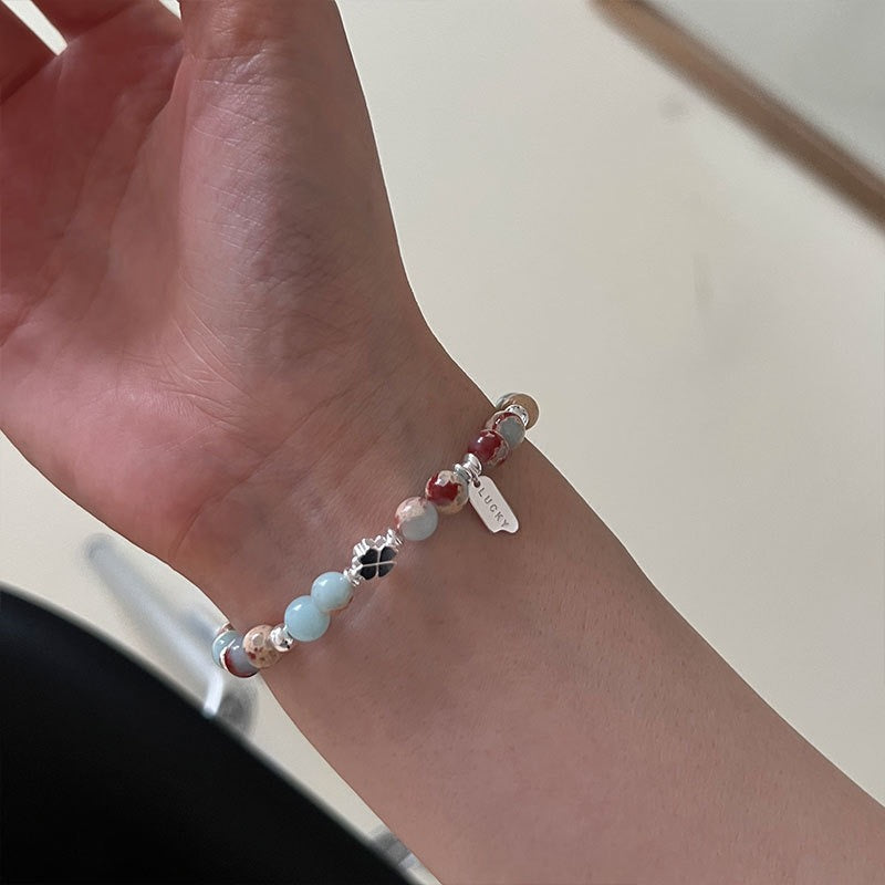 925 Sterling Silver Shoushan Stone Bracelet Handmade Beaded Bracelet