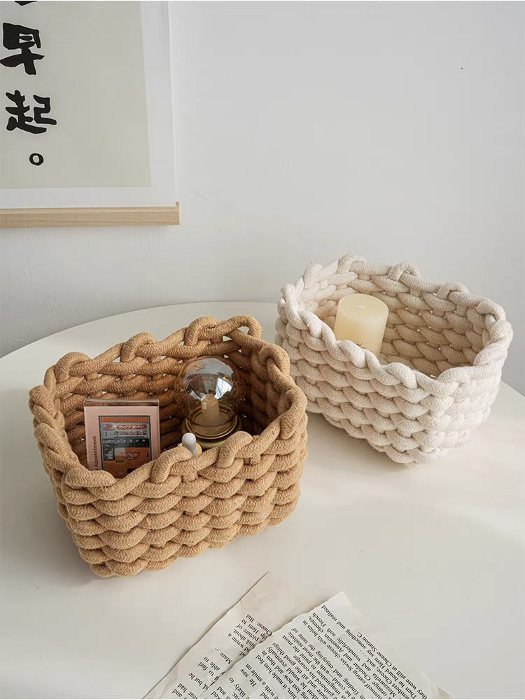 Handmade Woven Cotton Rope Storage Basket