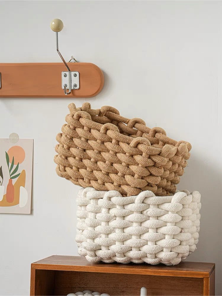 Handmade Woven Cotton Rope Storage Basket