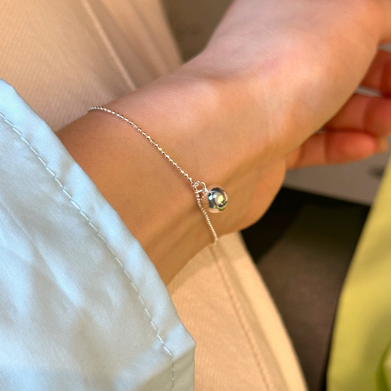 Sterling Silver Bead Bracelet Pedant with Thin Chain