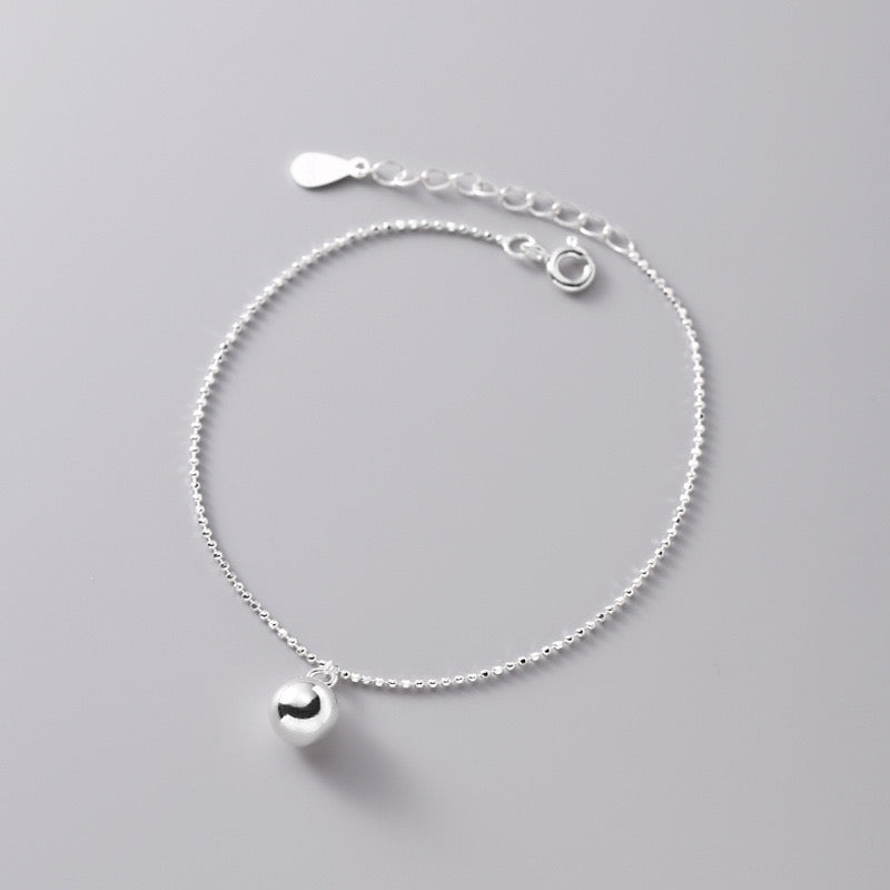Sterling Silver Bead Bracelet Pedant with Thin Chain