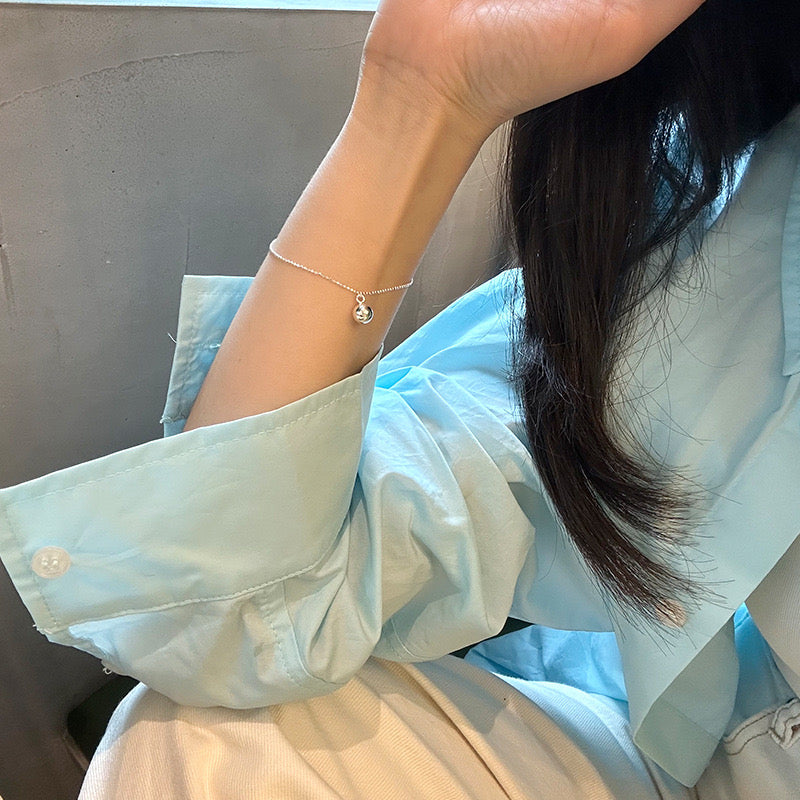 Sterling Silver Bead Bracelet Pedant with Thin Chain