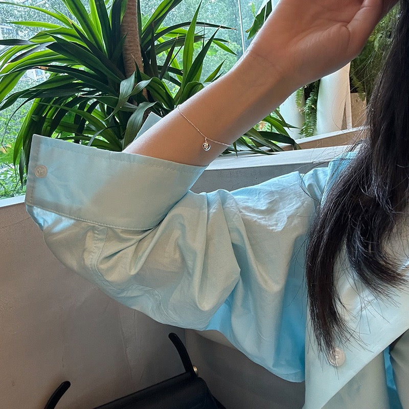 Sterling Silver Bead Bracelet Pedant with Thin Chain