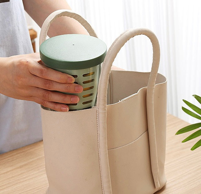 Double-Layer Portable Fruit Cup with Built-in Fork - 600ml
