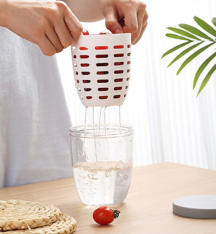 Double-Layer Portable Fruit Cup with Built-in Fork - 600ml