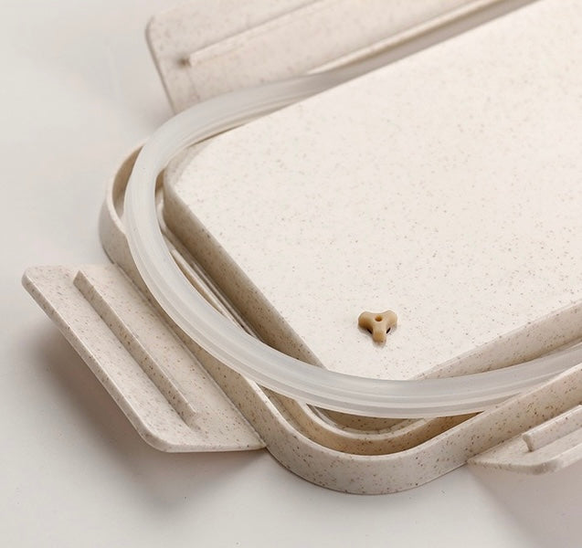 Wheat Straw Eco-friendly Bento Box with Detachable Divider and Utensils