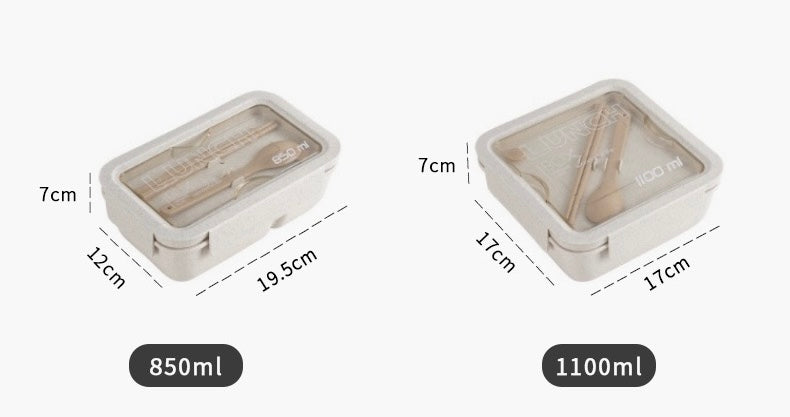 Wheat Straw Eco-friendly Bento Box with Detachable Divider and Utensils