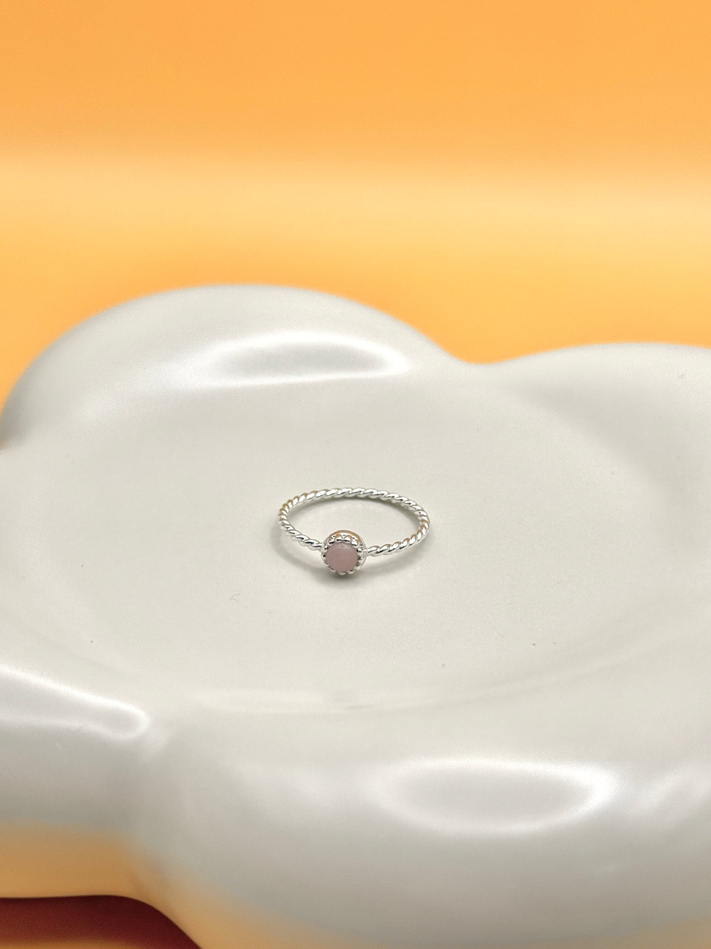 Sterling Silver Rope Crystal Ring