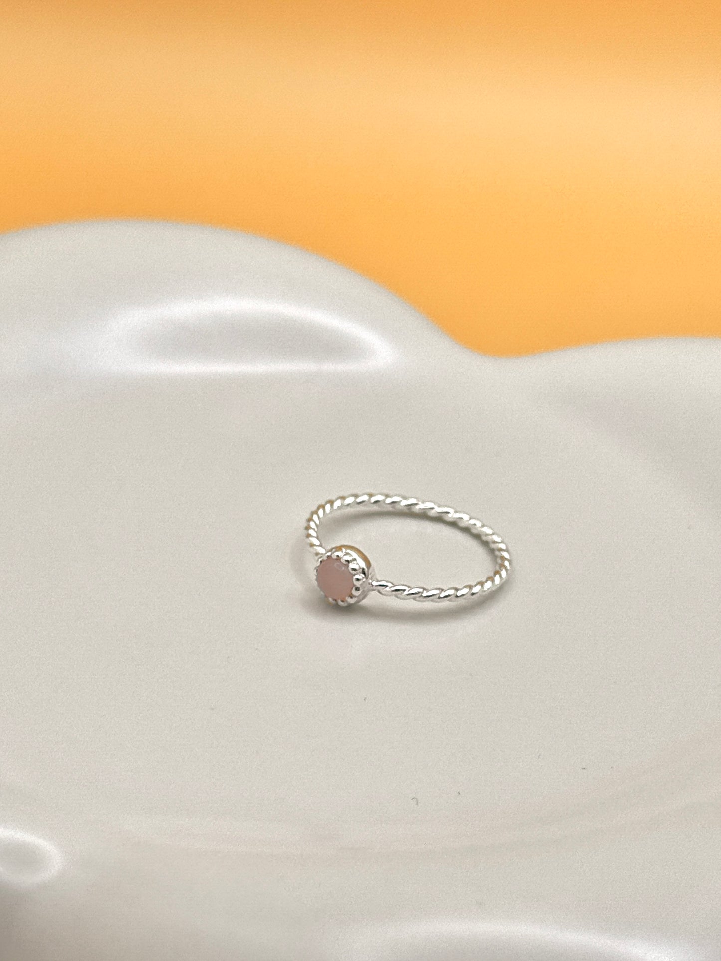 Sterling Silver Rope Crystal Ring