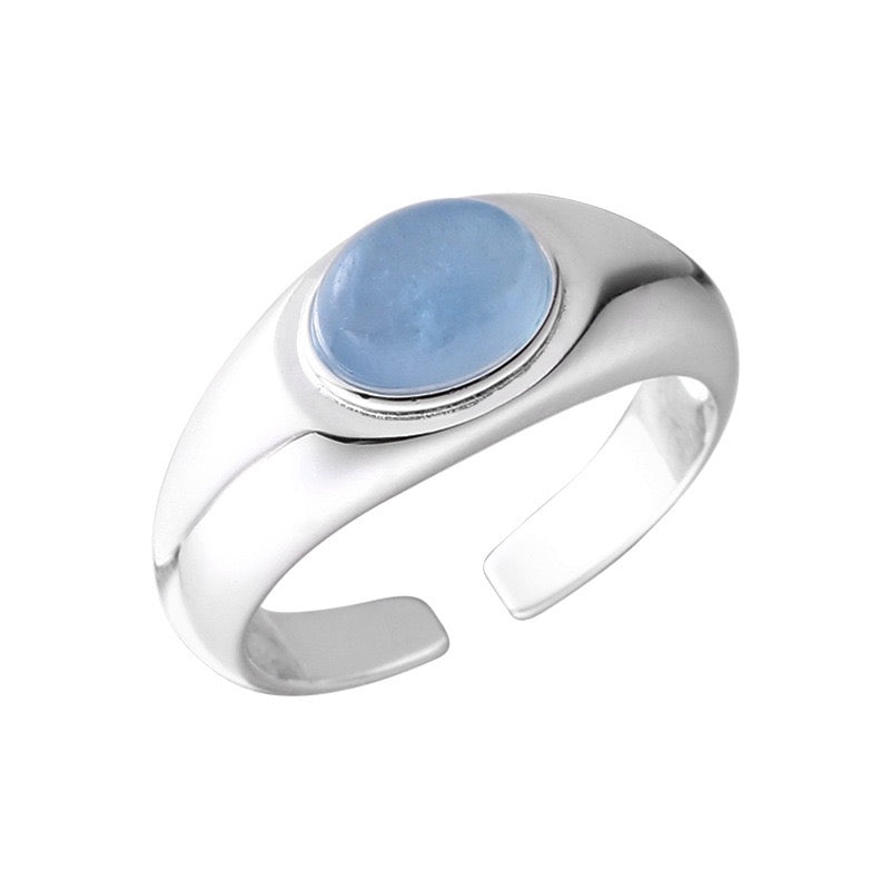 Sterling Silver Aquamarine Open Ring