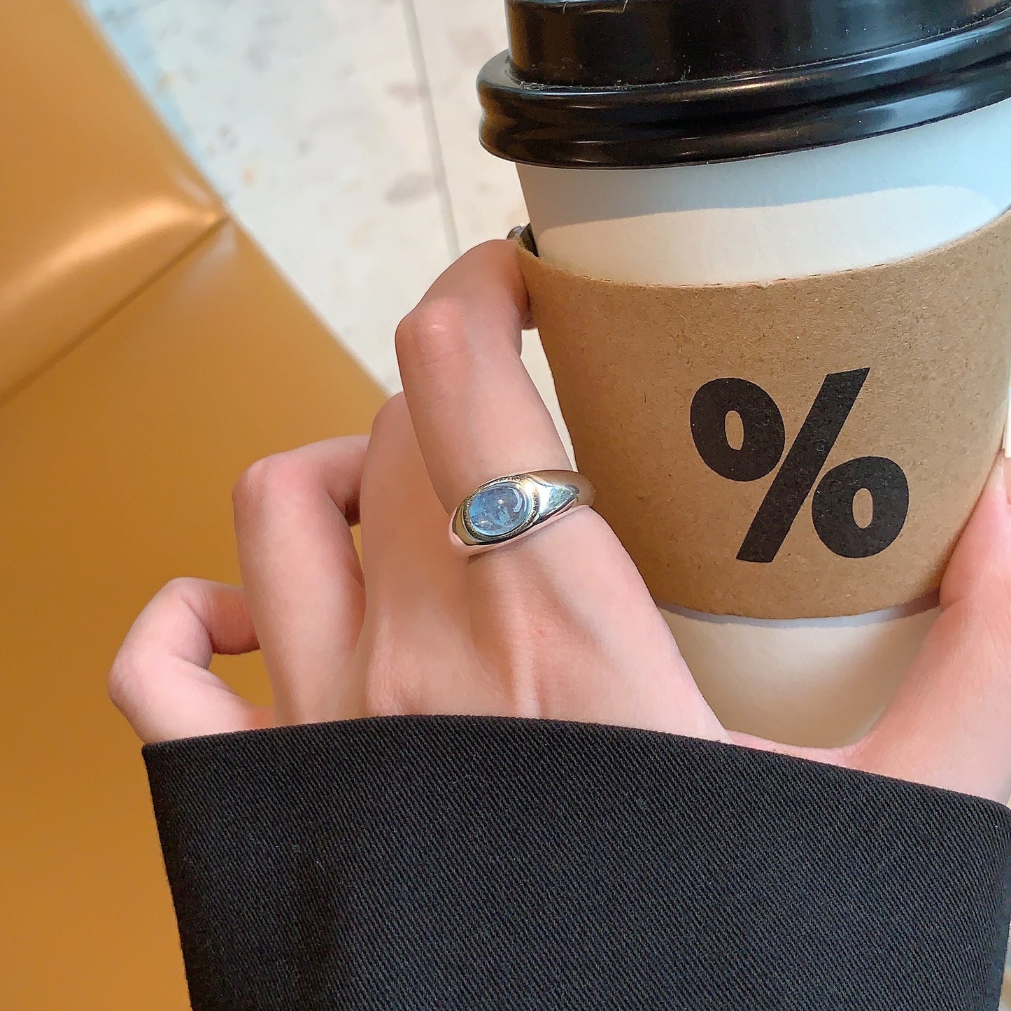 Sterling Silver Aquamarine Open Ring