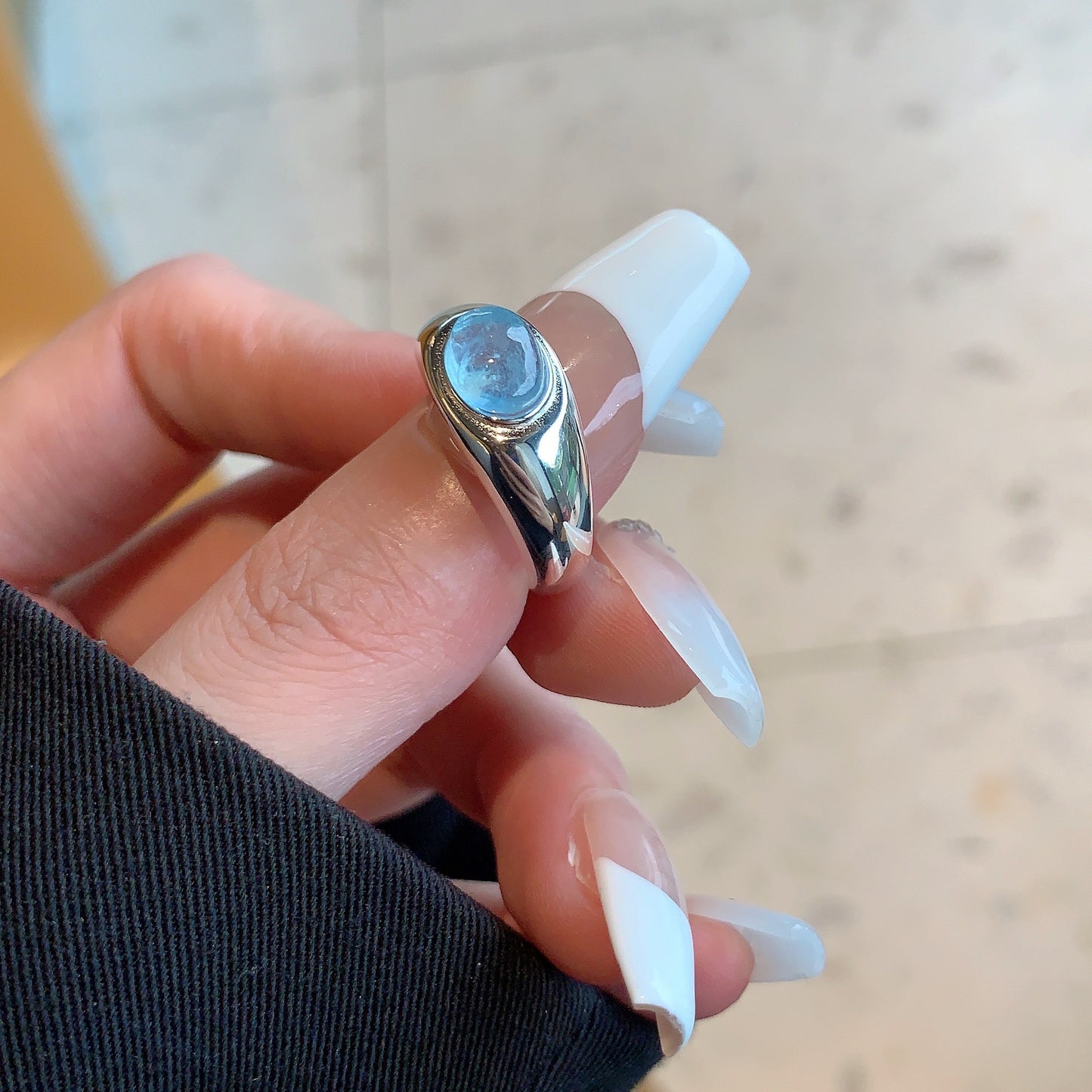 Sterling Silver Aquamarine Open Ring