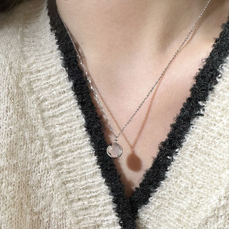 Clover White Chalcedony Necklace
