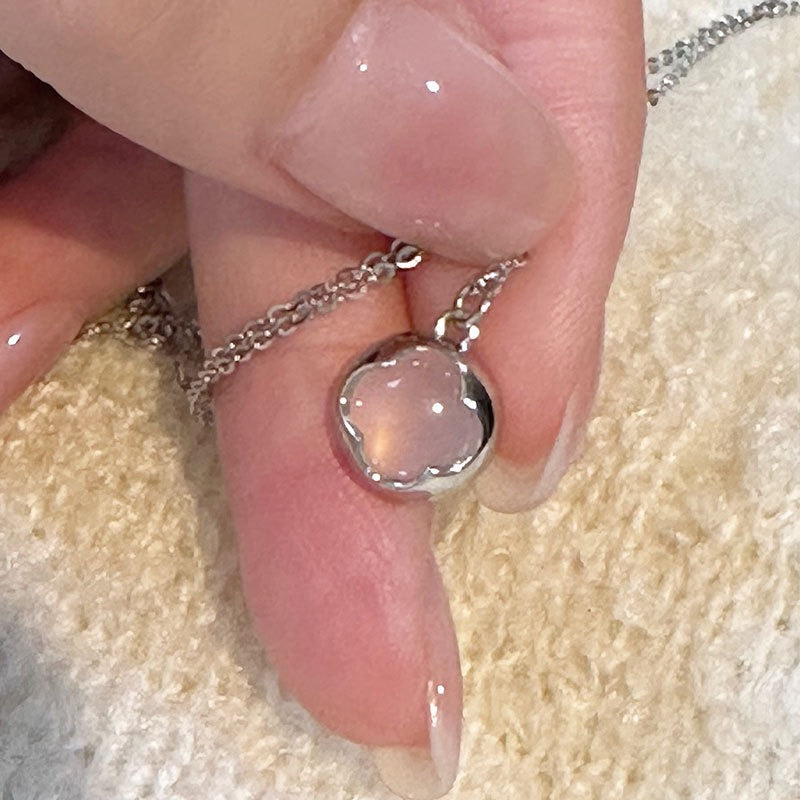 Clover White Chalcedony Necklace