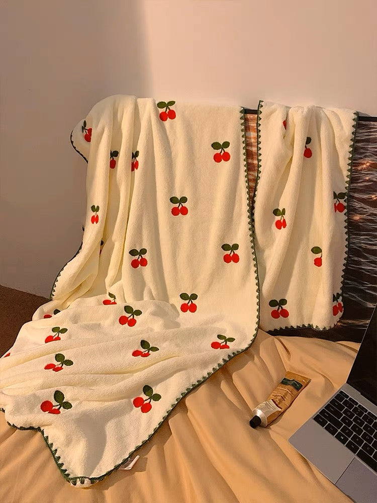 Coral Fleece Plump Cherry Series Bath Towel