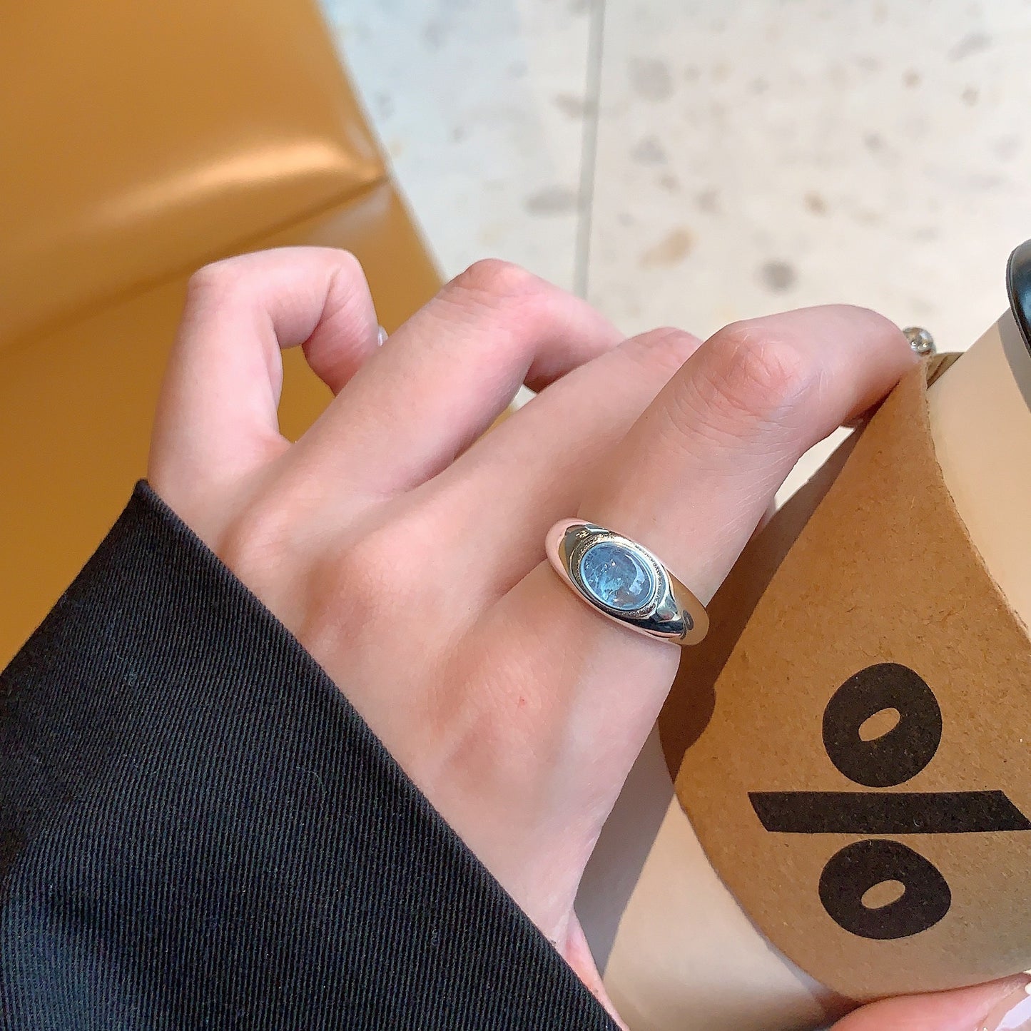 Sterling Silver Aquamarine Open Ring