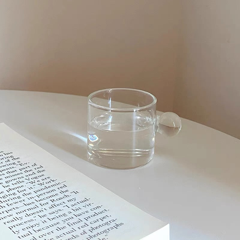 Glass Cup with Round Ball Handle