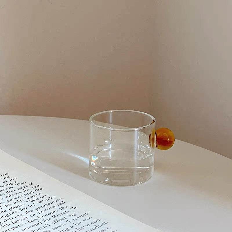 Glass Cup with Round Ball Handle