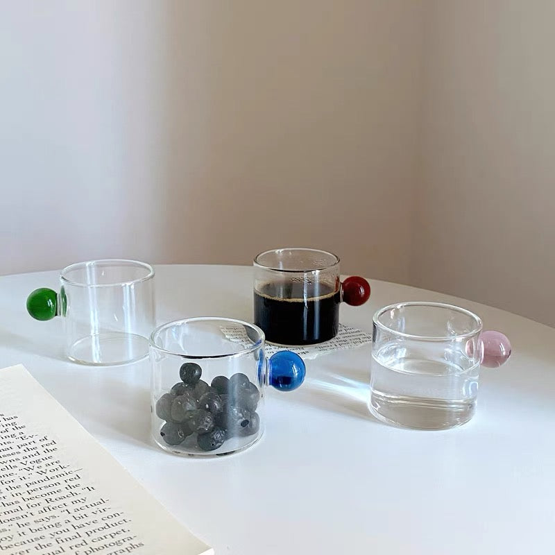 Glass Cup with Round Ball Handle