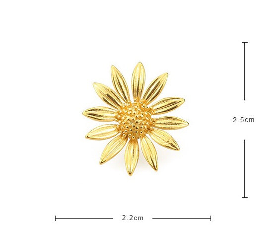 High Color Retention Brass Gold-plated Daisy Stud Earrings