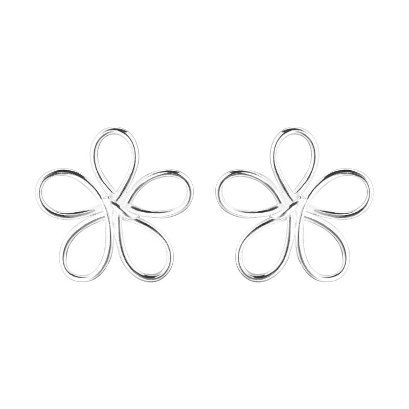 Sterling Silver Hollow Flower Stud Earrings