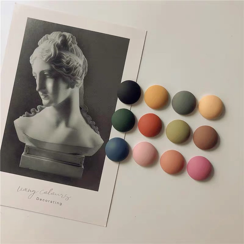 Matte Semi-circle Refrigerator Magnet with a diameter of 1.7cm, crafted from fragile resin, showcasing a minimalist yet chic design suitable for holding notes and reminders on a fridge.