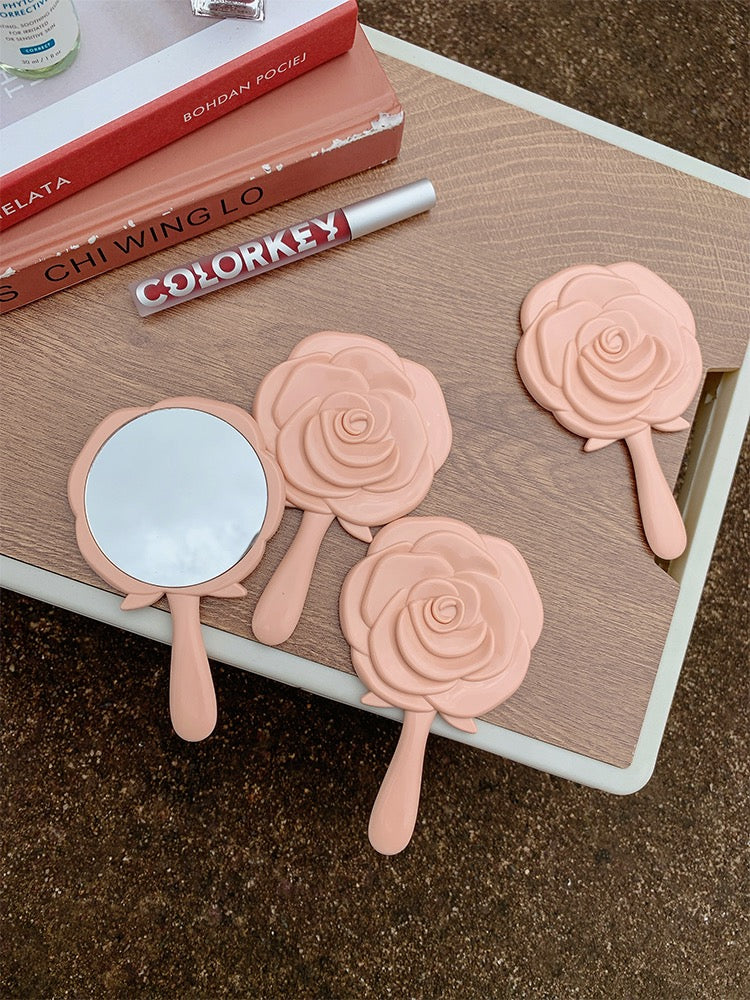 Mini Rose Pattern Handheld Mirror