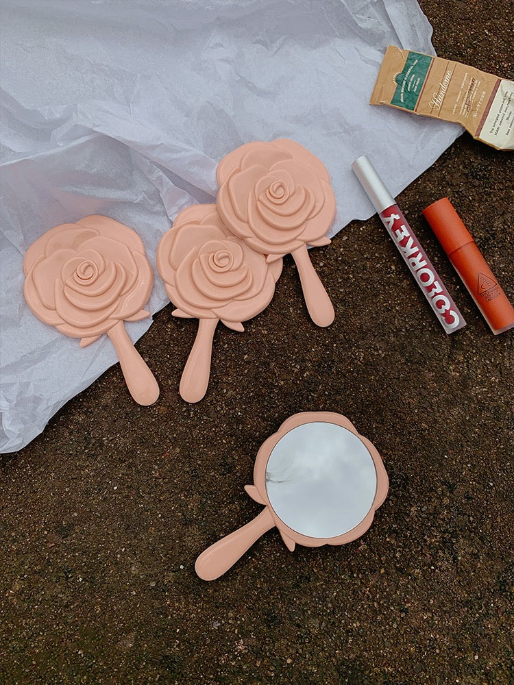 Mini Rose Pattern Handheld Mirror