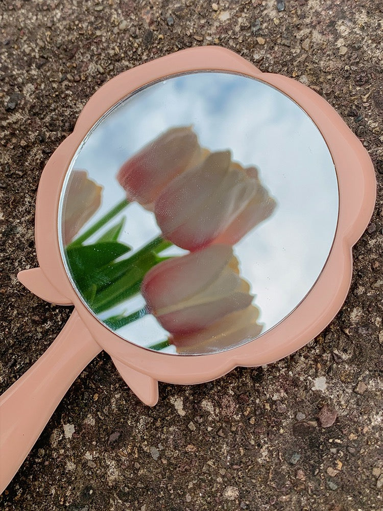 Mini Rose Pattern Handheld Mirror