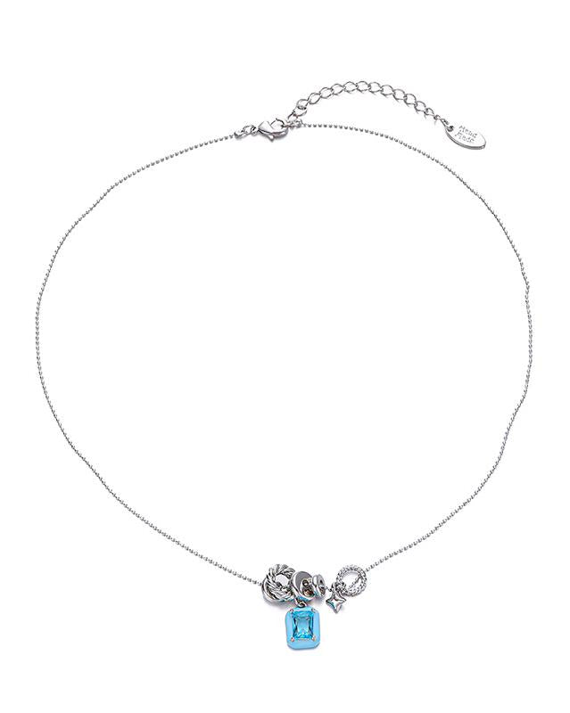 Brass Candy Color Pendant Necklace with Enamel and Color Zircon