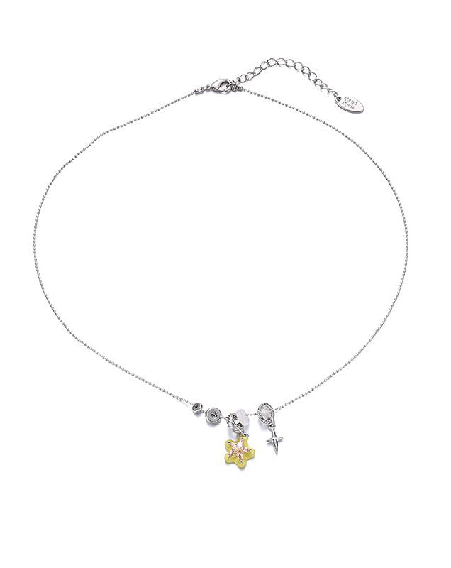 Brass Candy Color Pendant Necklace with Enamel and Color Zircon