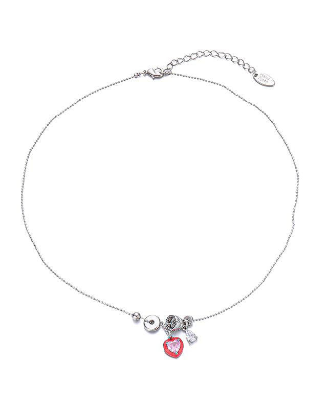 Brass Candy Color Pendant Necklace with Enamel and Color Zircon