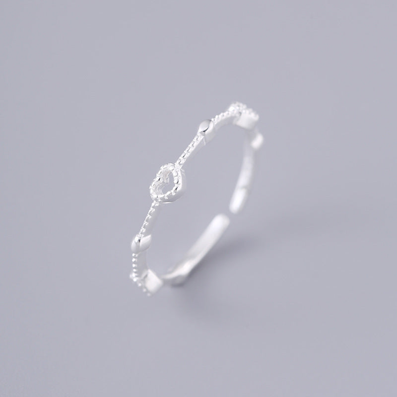 Sterling Silver Hollow Heart Dainty Open Ring