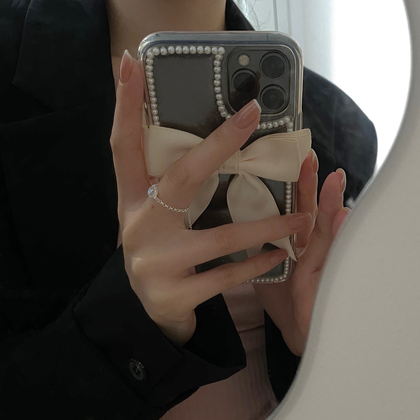 Heart-shaped Moonstone Ring - Sterling Silver Adjustable with Pull-out Design