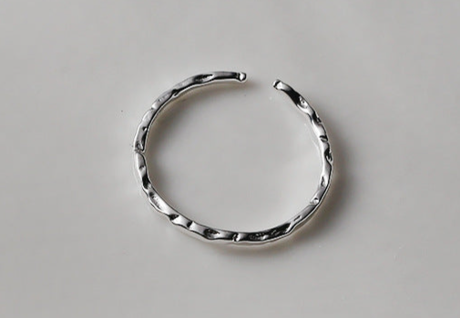 Sterling Silver Wrinkle Irregular Shape Open Ring
