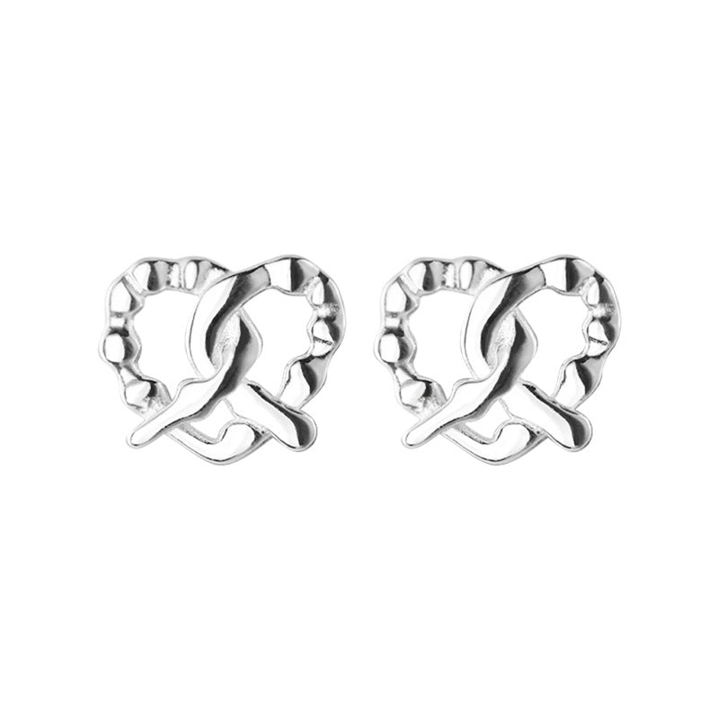 Sterling Silver Stud Hearty Pretzel Earrings