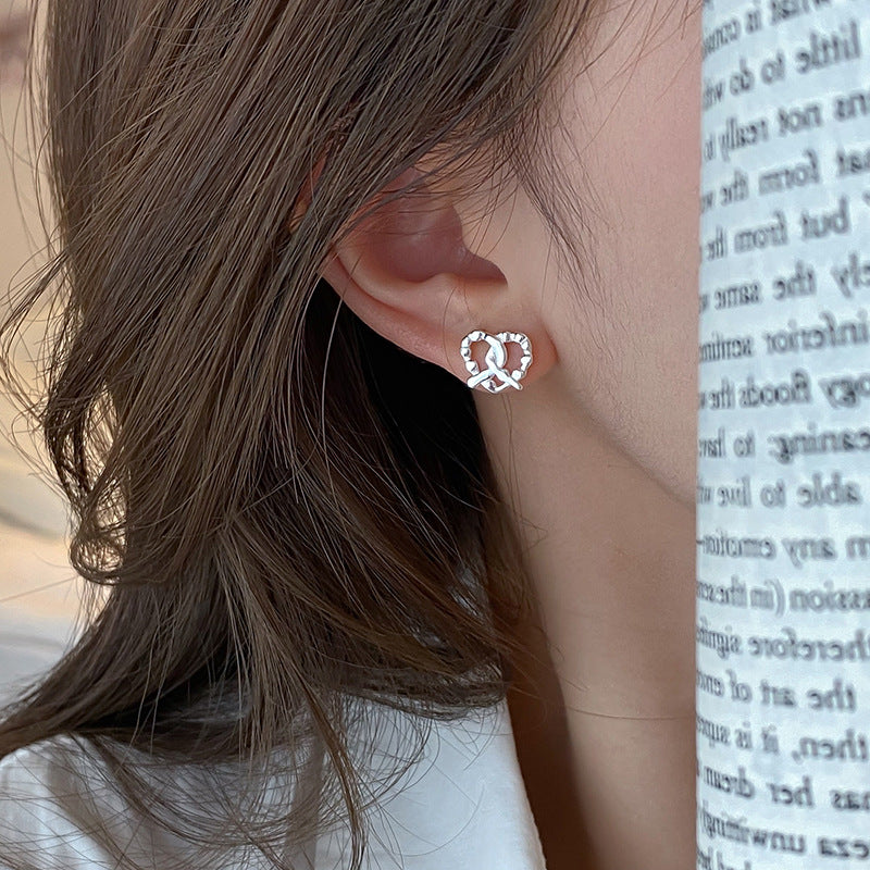 Sterling Silver Stud Hearty Pretzel Earrings