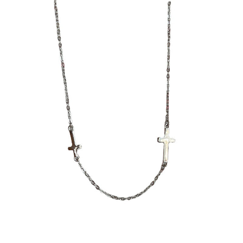Sterling Silver Dainty Necklace with Crosses