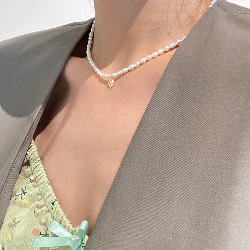 Natural Pearl Necklace with Portrait Pendant