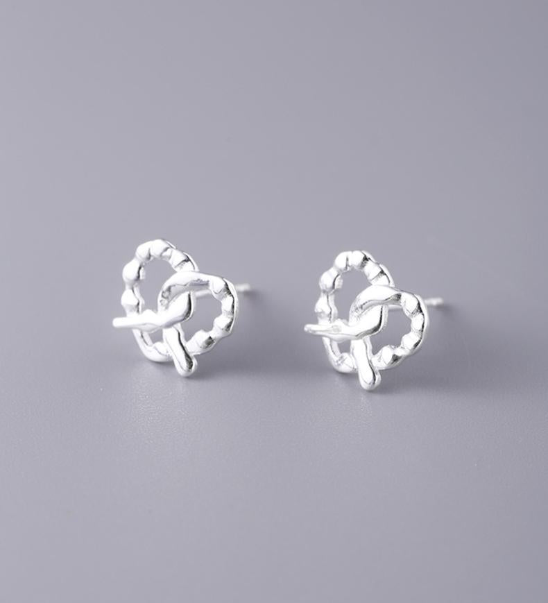 Sterling Silver Stud Hearty Pretzel Earrings