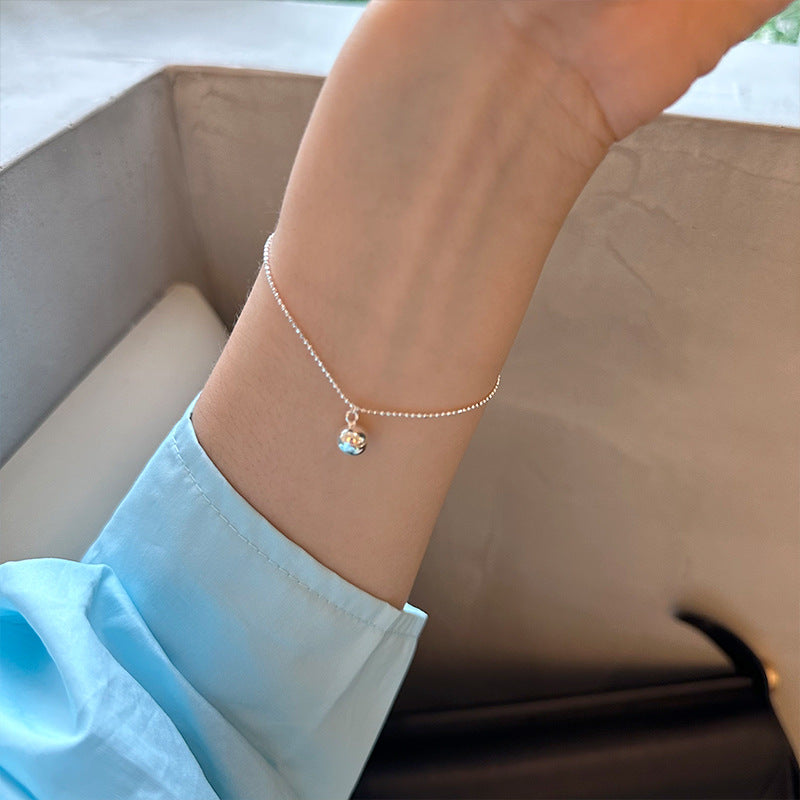 Sterling Silver Bead Pendant Dainty Bracelet