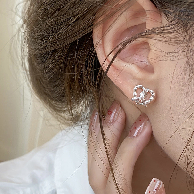 Sterling Silver Stud Hearty Pretzel Earrings