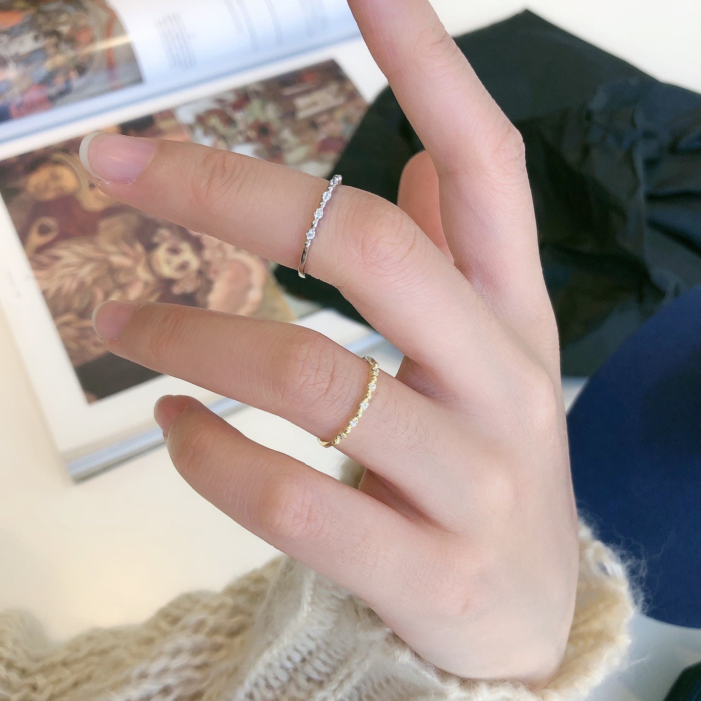 Sterling Silver Thin Eternity Zircon Open Ring