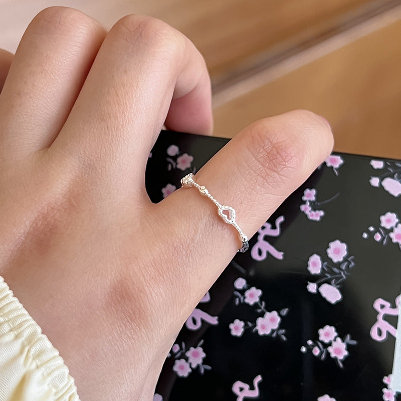 Sterling Silver Hollow Heart Dainty Open Ring
