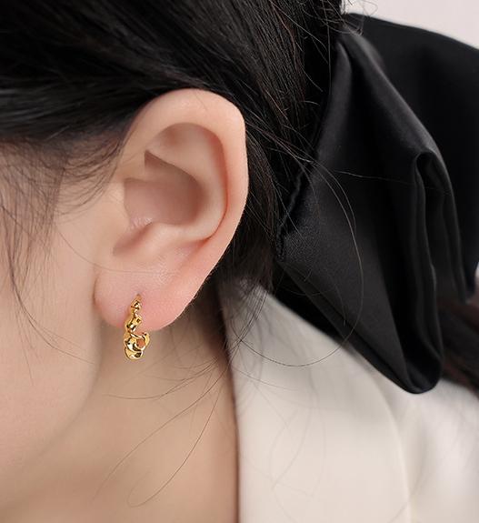 Gold Plated Brass Huggie Hoop Twist Earrings