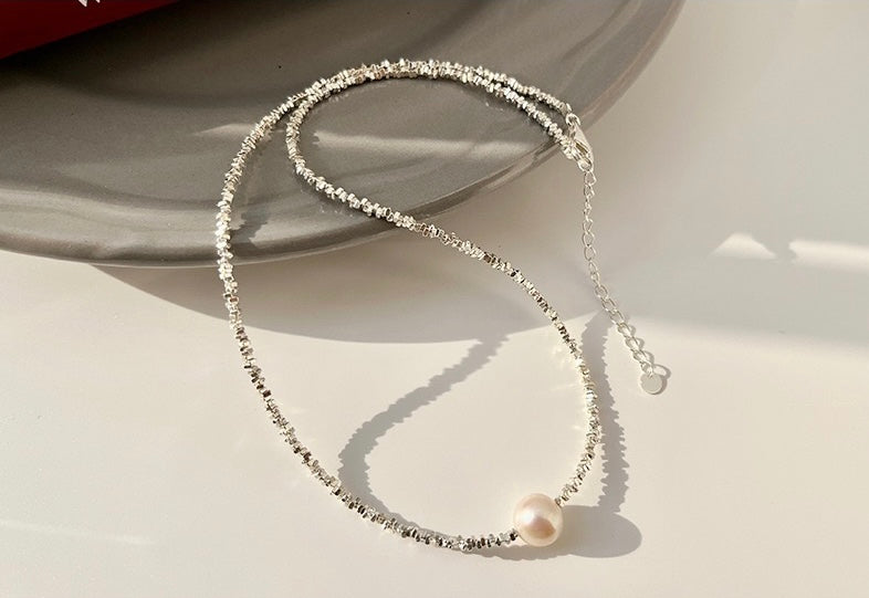 S925 Sterling Silver Granule Design With Pearl Necklace