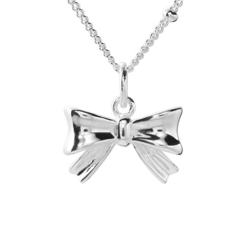 S925 Sterling Silver Sweet Bow Knot Necklace