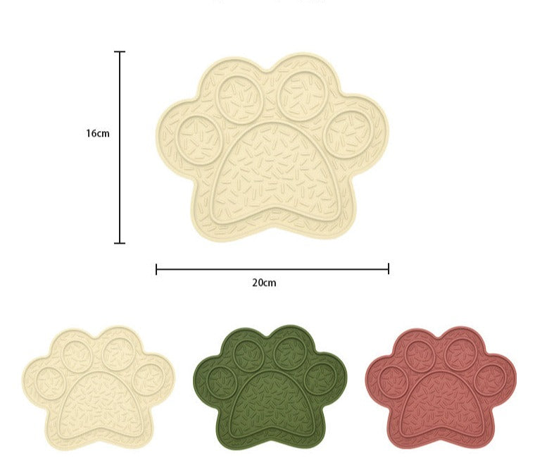 Silicone Paw Print Lick Mat with Suction Base - Slow Feeding and Oral Health for Pets